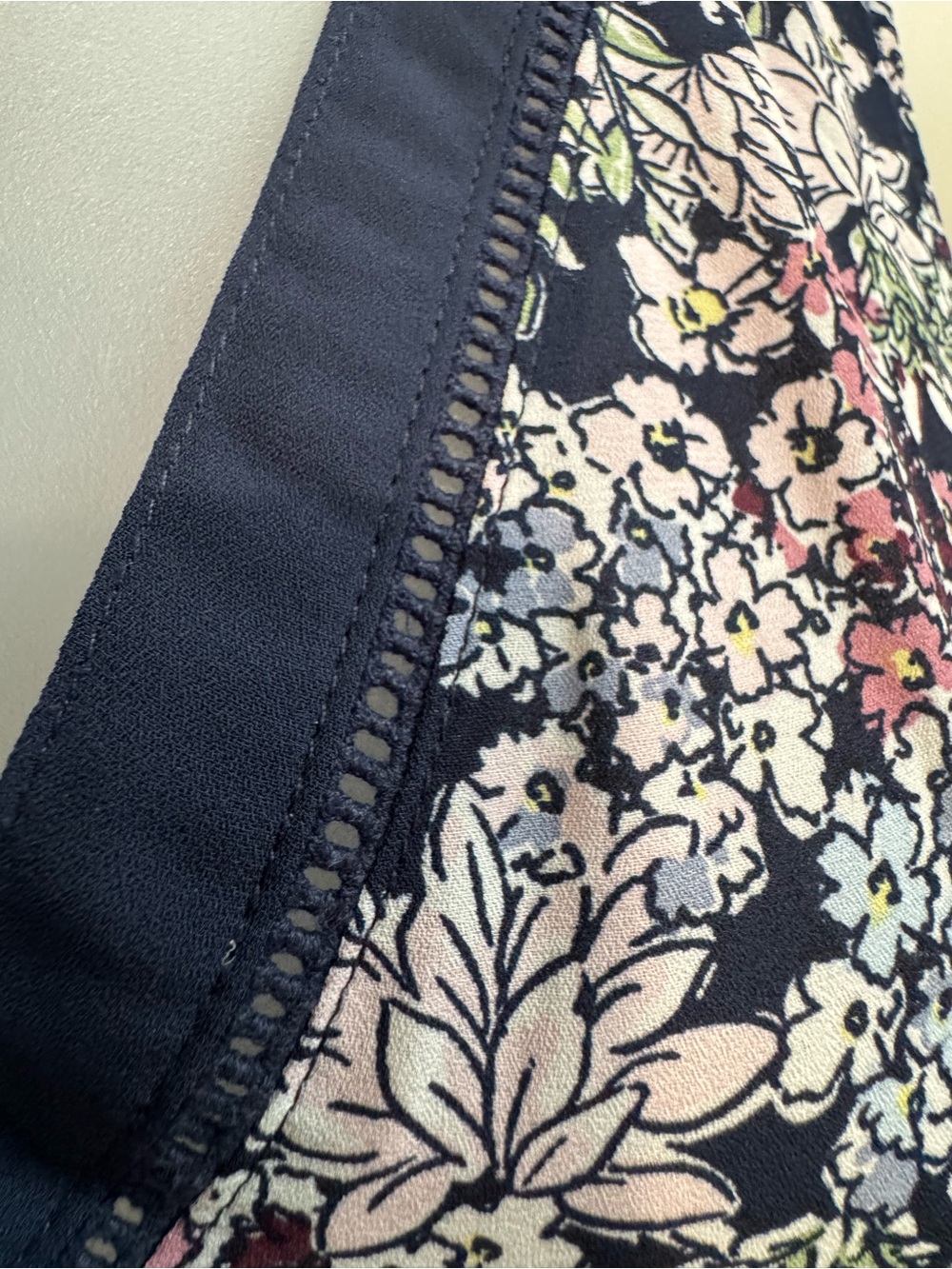 Maurices Navy Floral V-Neck Camisole with Pink and White Blooms - Picture 2 of 3